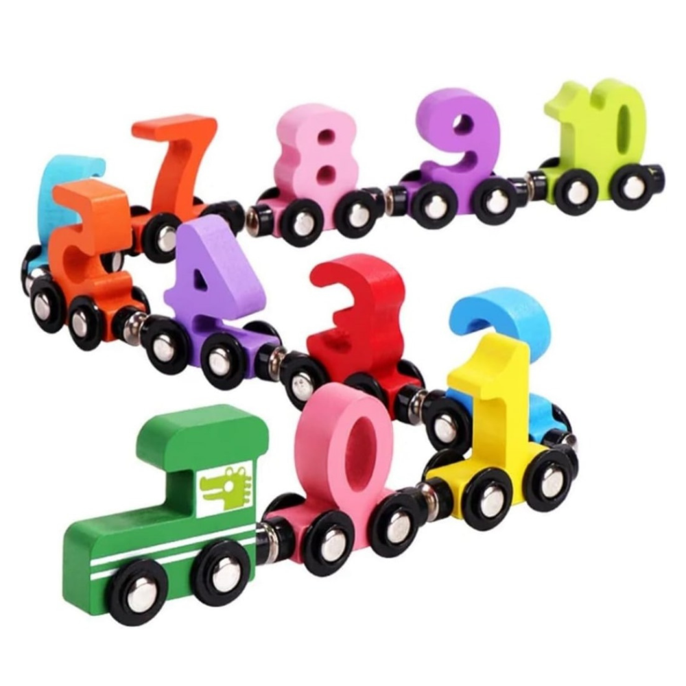 Wood Digital Magnetic Numbers Train for Kids