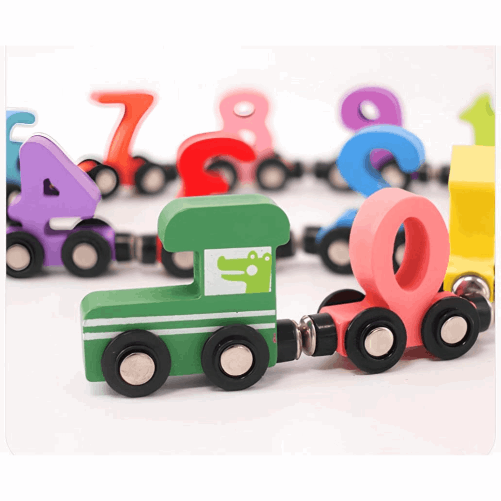Wood Digital Magnetic Numbers Train for Kids