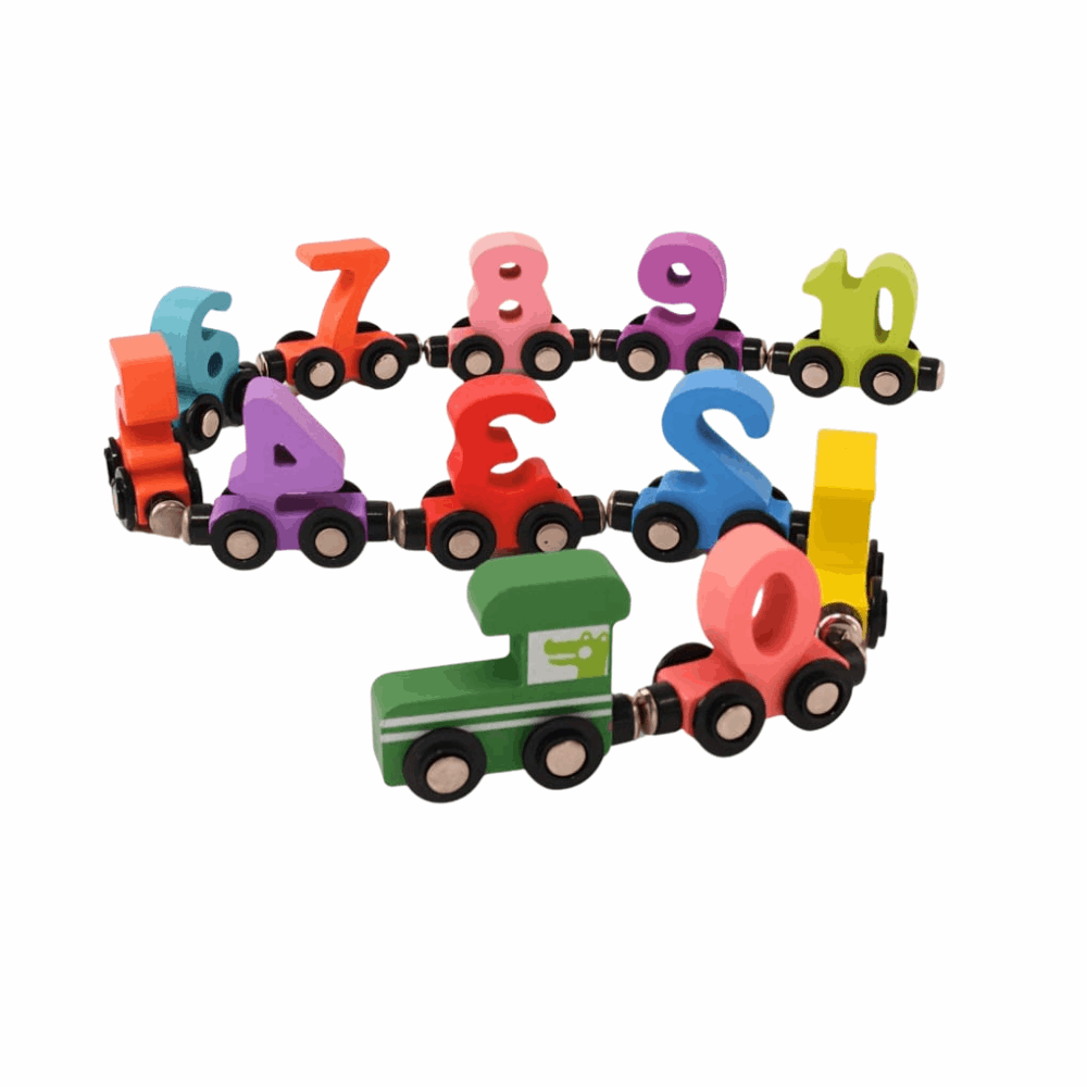 Wood Digital Magnetic Numbers Train for Kids