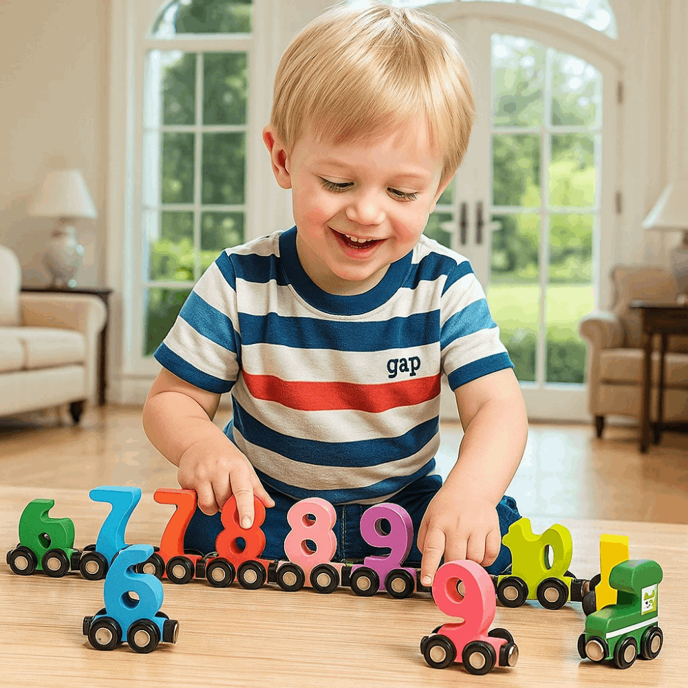 Wood Digital Magnetic Numbers Train for Kids