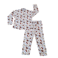 Children's pajama set with animal pattern on a white background