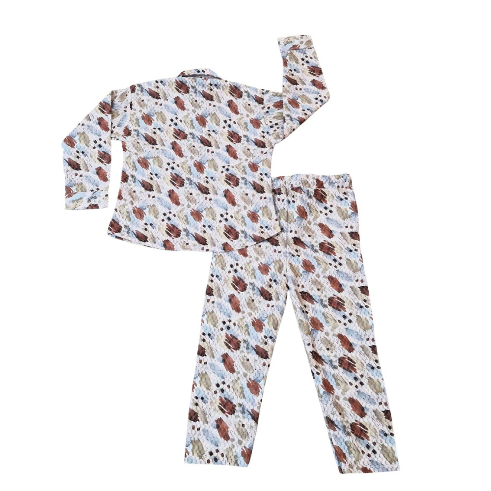 Children's pajama set with animal pattern on a white background