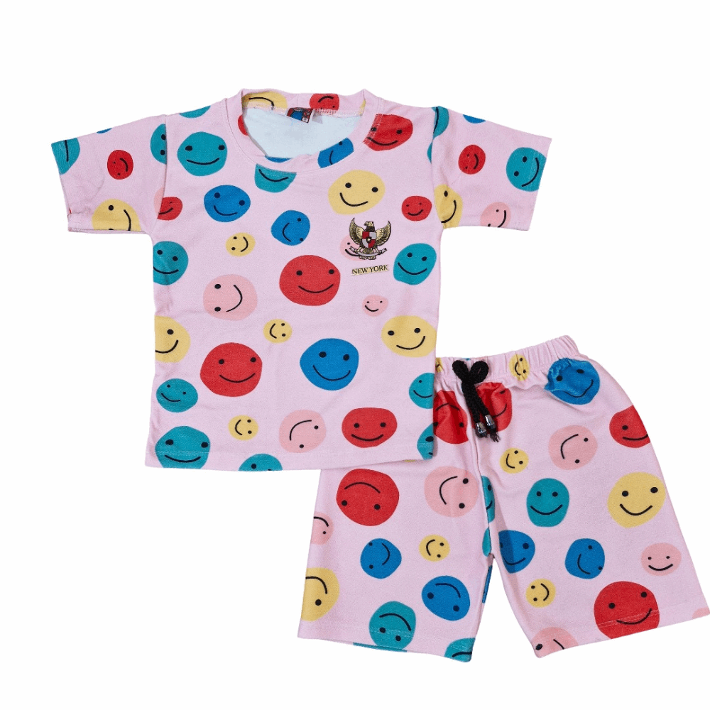 Emoji Cotton T-Shirt & Shorts Set –  Boys