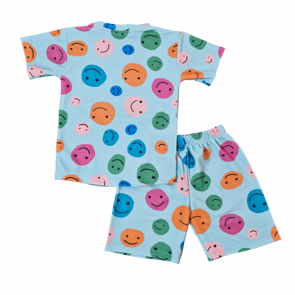 Emoji Cotton T-Shirt & Shorts Set –  Boys