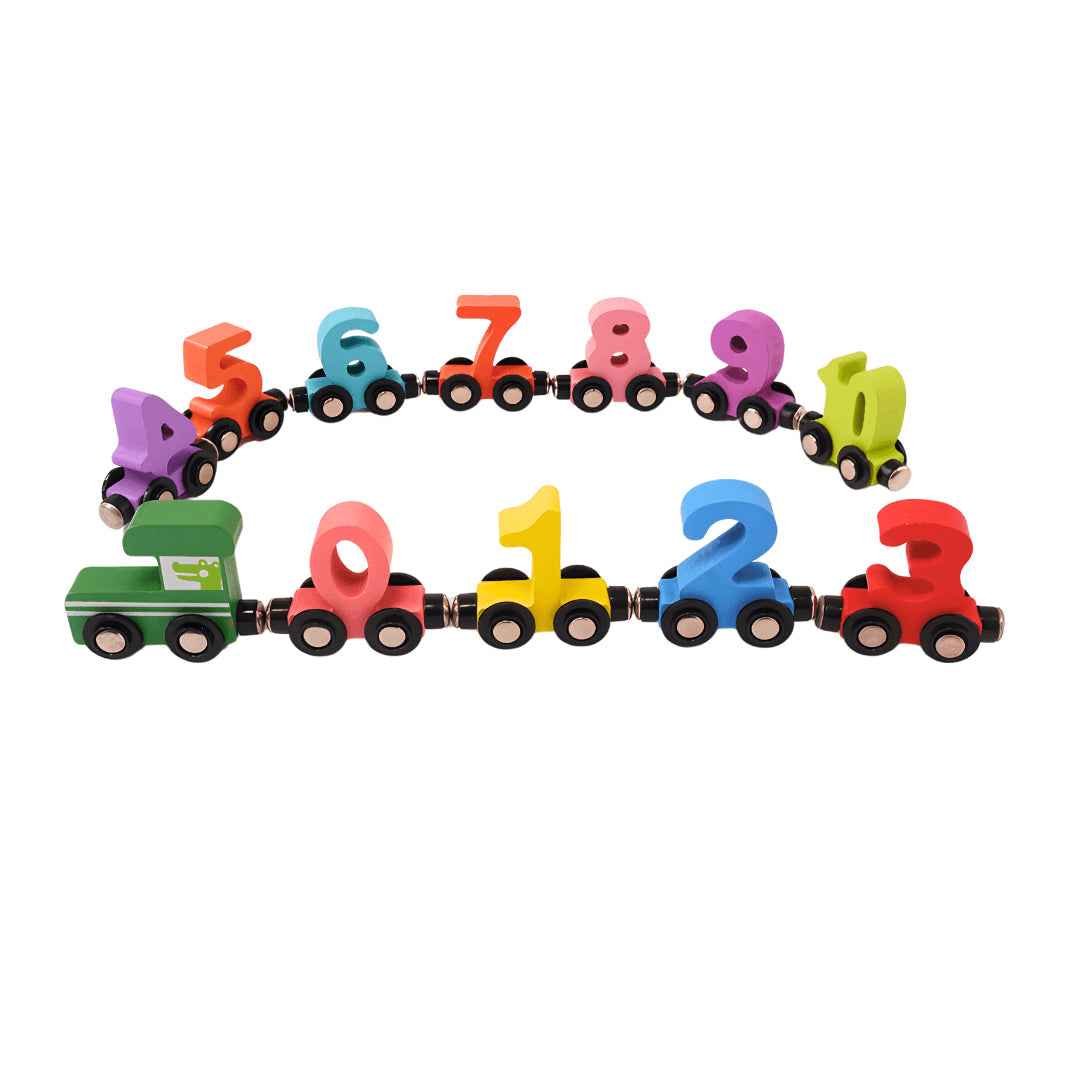 Wooden Magnetic Number Adventure Game Train Set for 1-3 Year Olds, Montessori Learning Toy for Boys and Girls, Educational 0-9 Number Toy