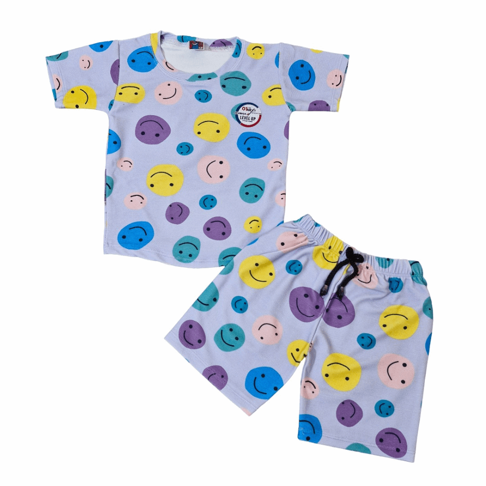 Emoji Cotton T-Shirt & Shorts Set –  Boys