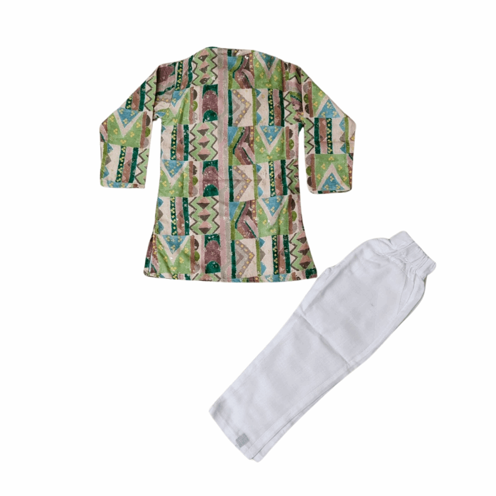 Boys’ Cotton Kurta Set – Multicolor