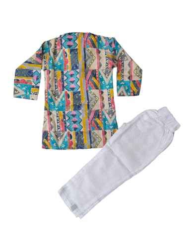 Boys’ Cotton Kurta Set – Multicolor