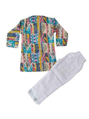 Boys’ Cotton Kurta Set – Multicolor
