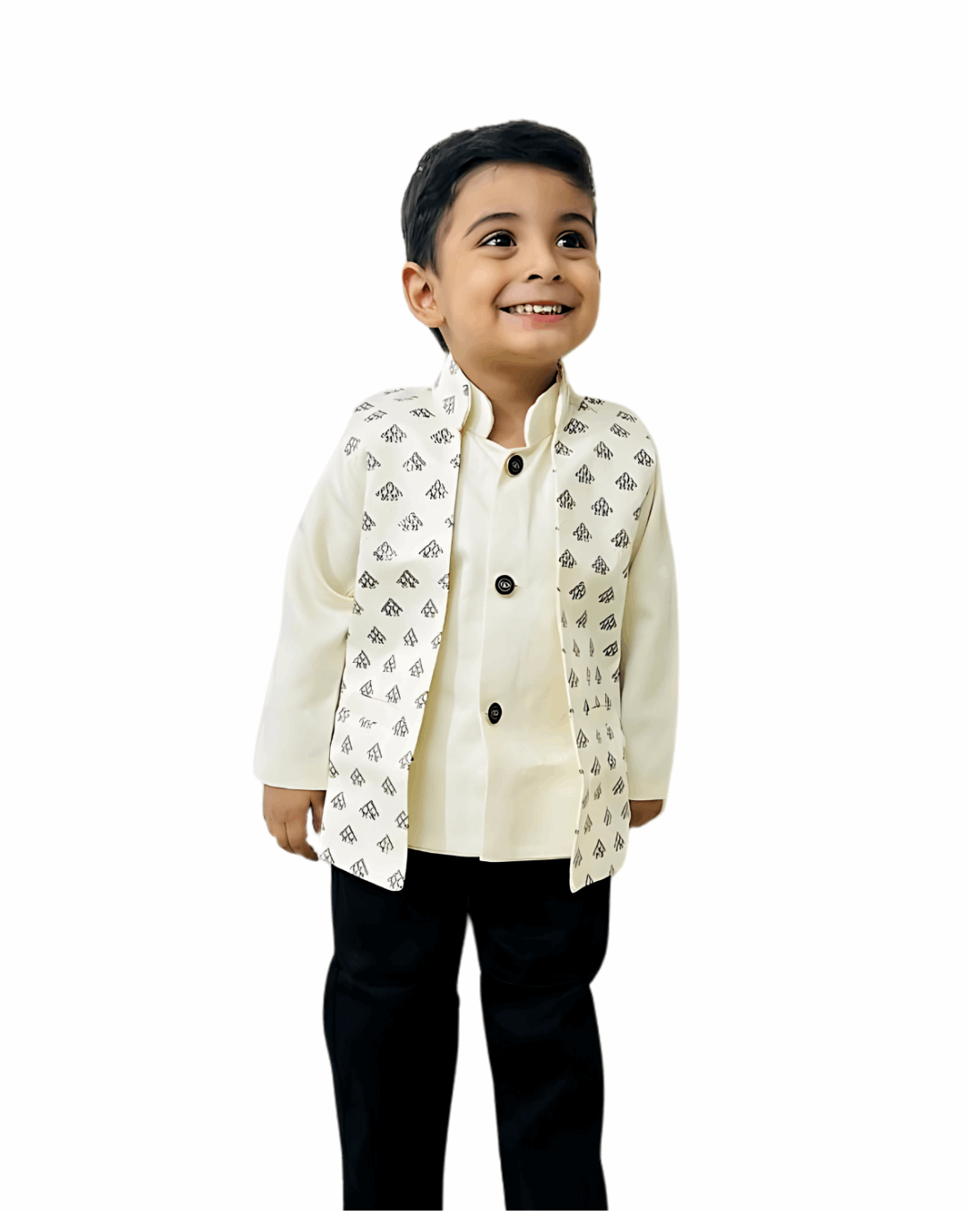 Kids' White Embroidered Jacket Set