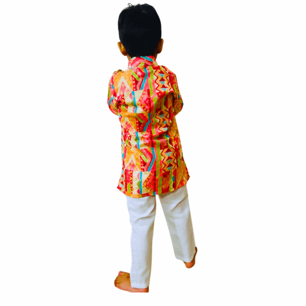 Boys’ Cotton Kurta Set – Multicolor
