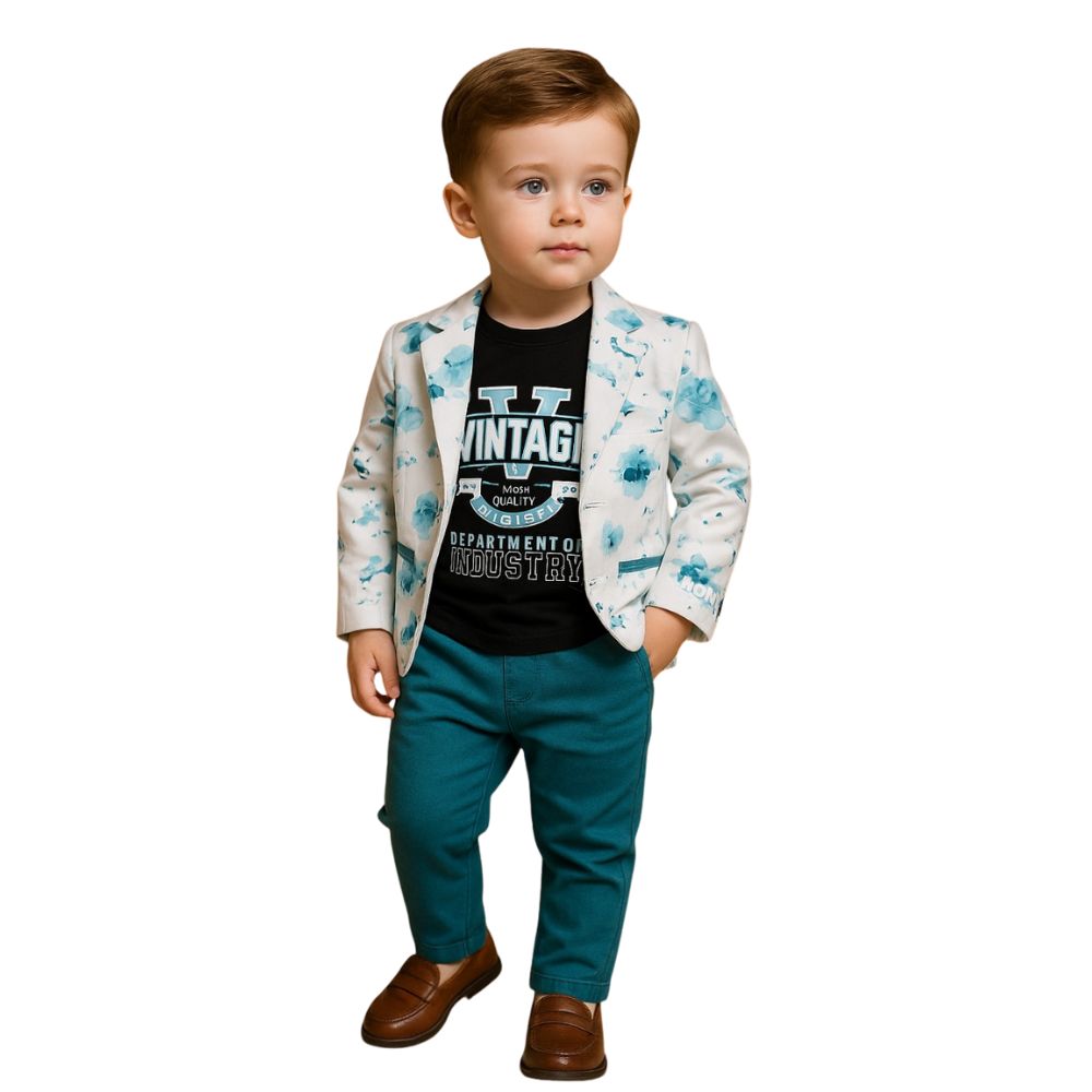 Baby Boys Sky Blue Blazer Set (3-Piece)