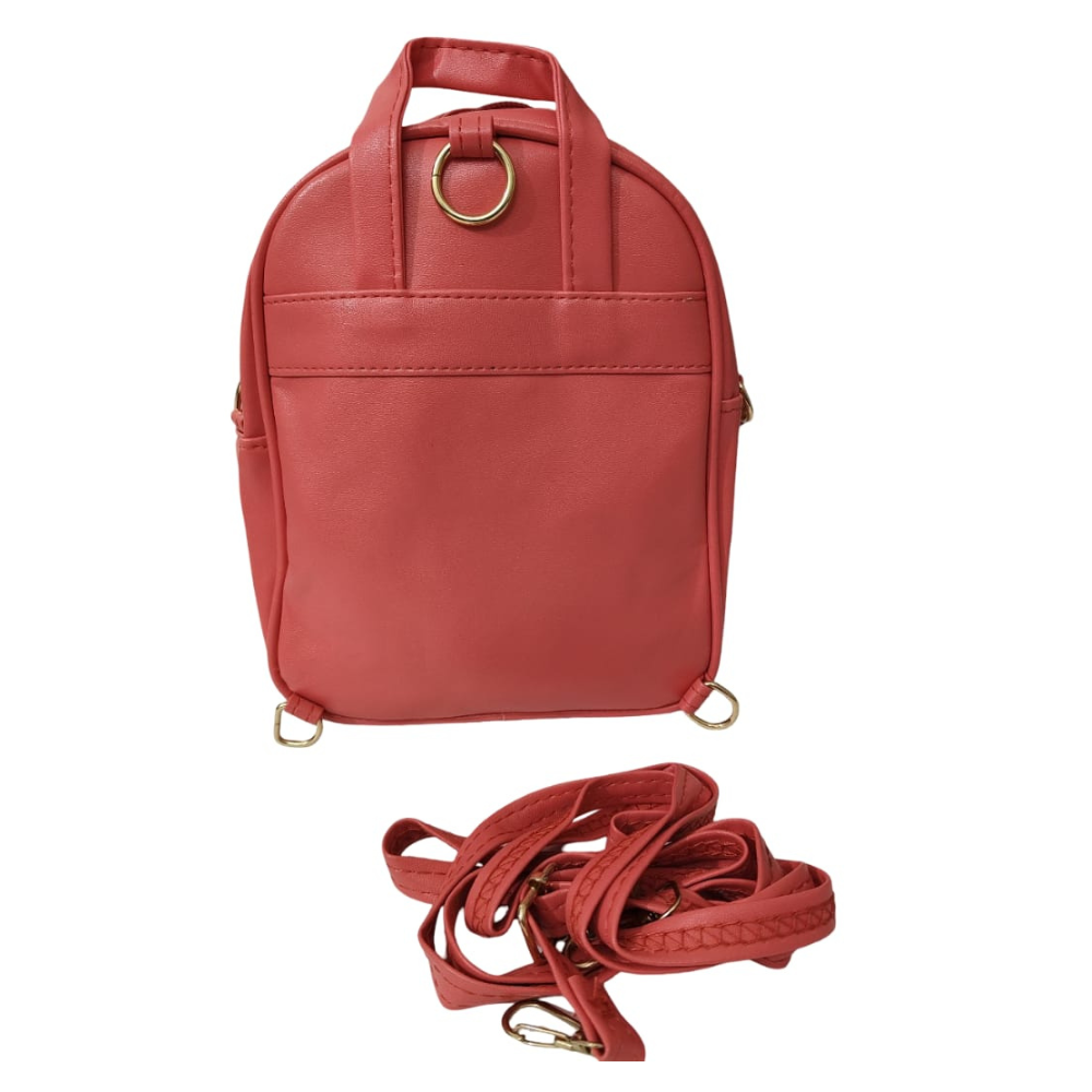 Red backpack with a strap on a white background