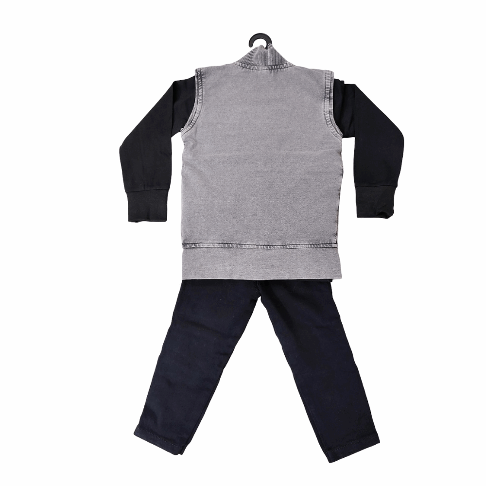 Boys 3-Piece Casual Set – Denim Jacket, T-Shirt & Pants