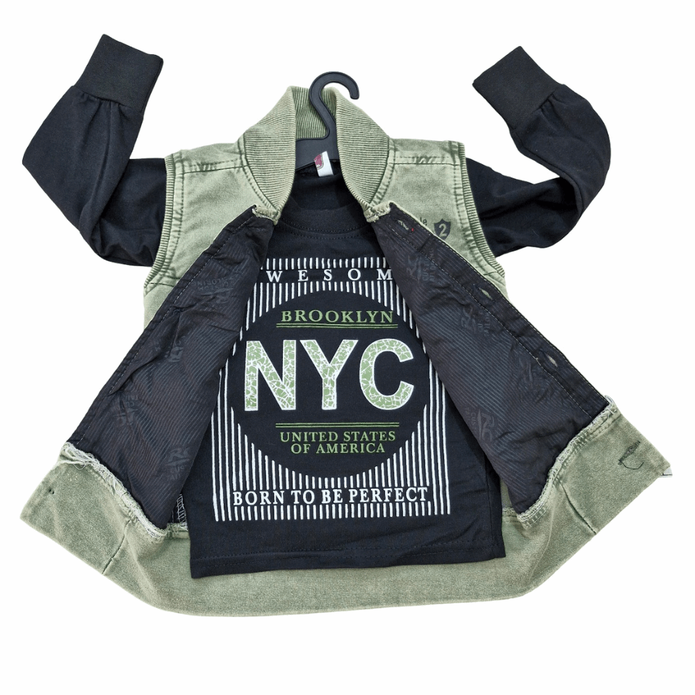 Boys 3-Piece Casual Set – Denim Jacket, T-Shirt & Pants