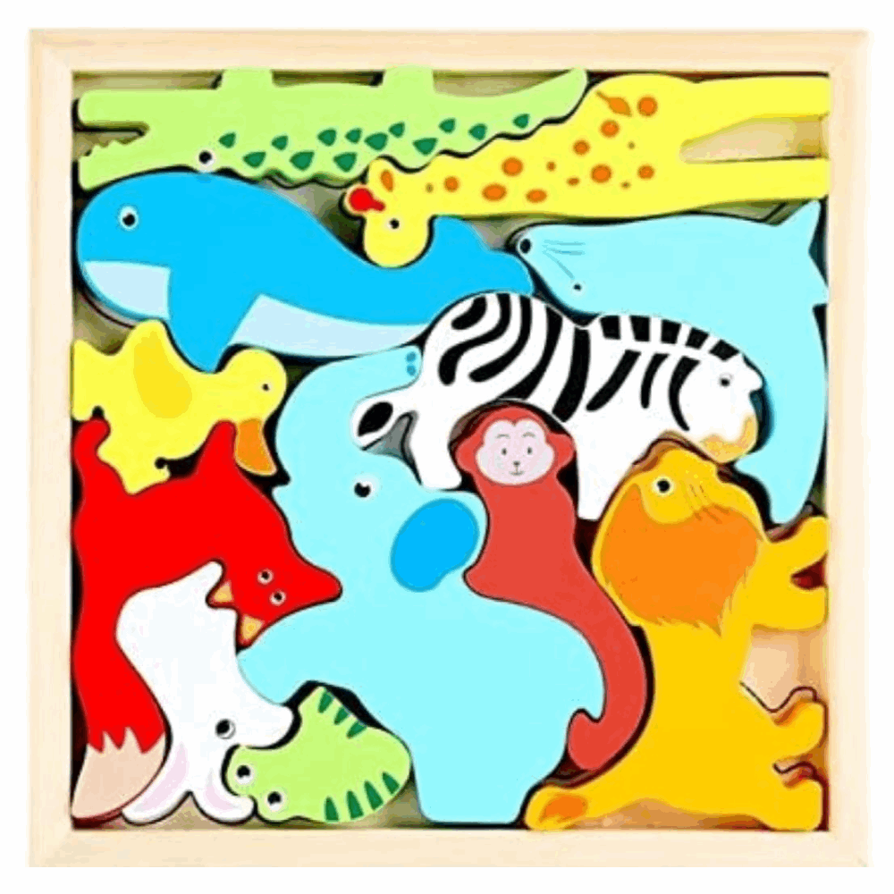 Child playing with a wooden puzzle in a nursery setting