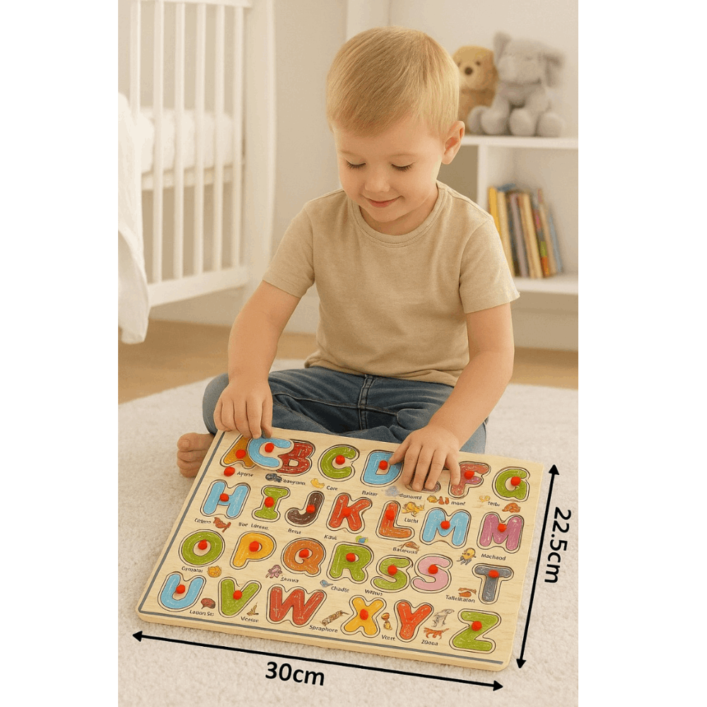 Wooden 26 Letter Alphabet Learning Block Puzzle