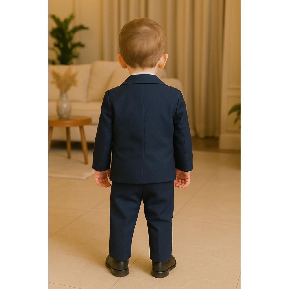 Boys' 4-Piece Formal Suit Set-blue-back side