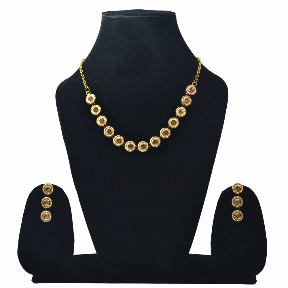 Antique Gold Plated Necklace Set | Traditional Ethnic Jewelry for Women & Girls