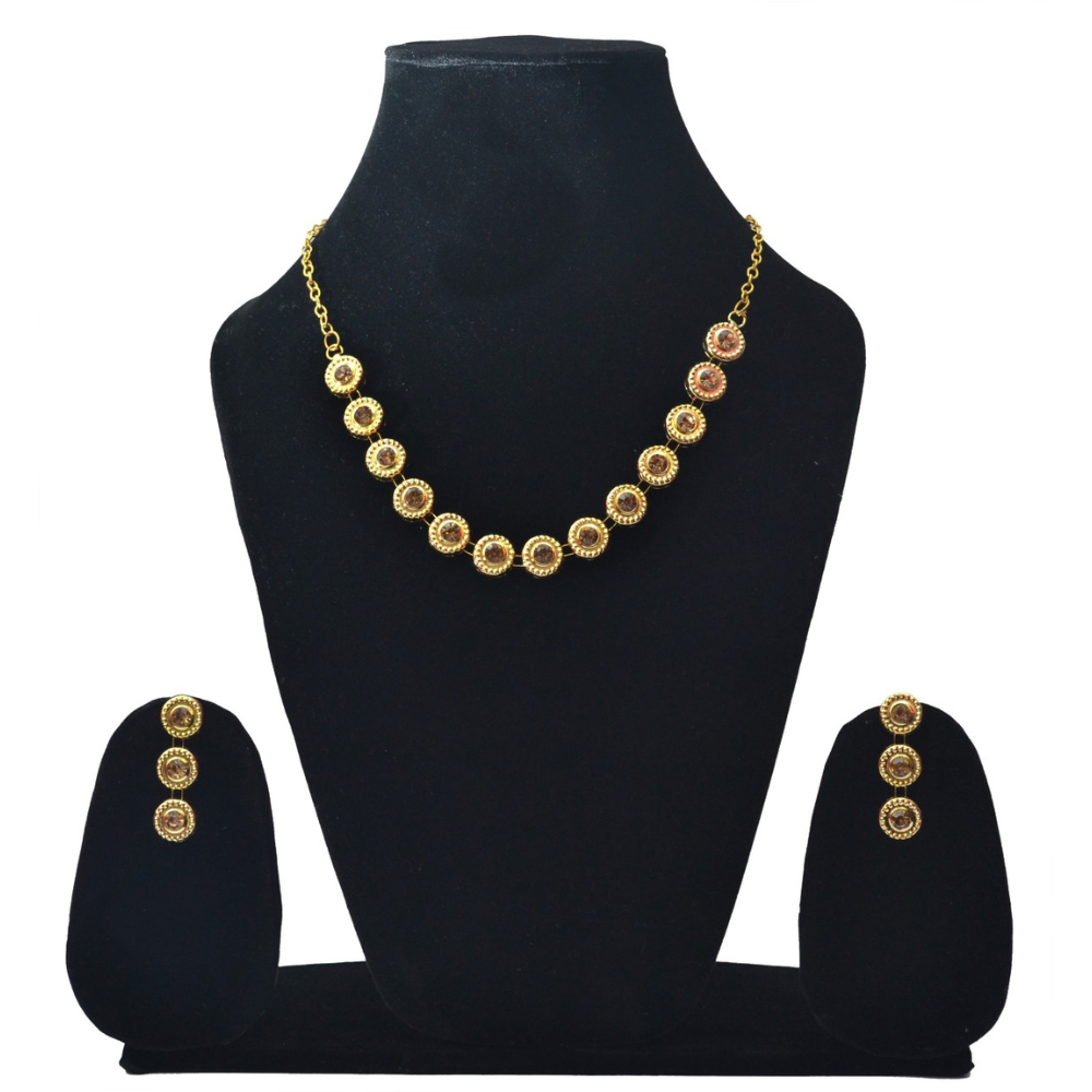 Antique Gold Plated Necklace Set | Traditional Ethnic Jewelry for Women & Girls