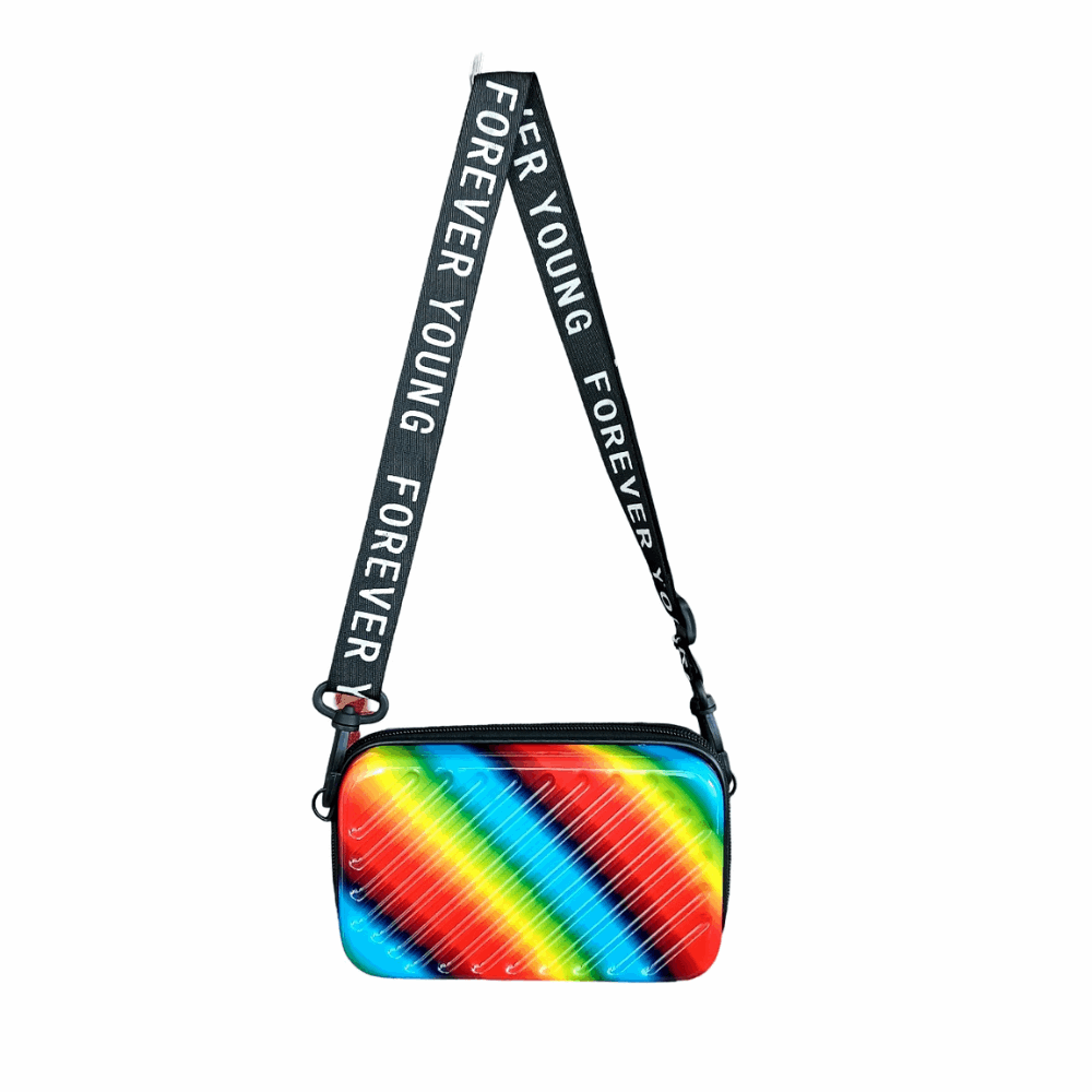 Forever Young Rainbow Sling Bag | Compact Travel Crossbody Bag