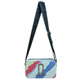 Multicolored crossbody bag with a strap on a white background