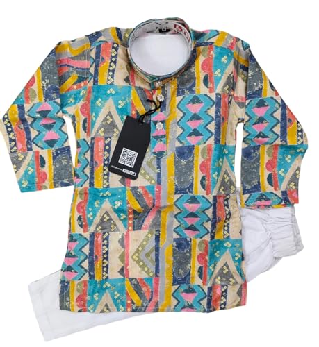 Boys’ Cotton Kurta Set – Multicolor (2-3 Yrs) with model