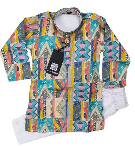 Boys’ Cotton Kurta Set – Multicolor