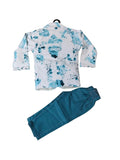 Boy wearing blue-white Cotton T-Shirt and blue Pant