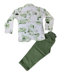 Boy wearing green-white Cotton T-Shirt and green Pant