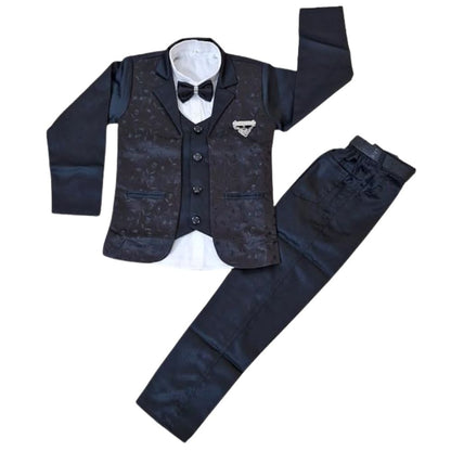 Boys 5-Piece Formal Suit Set, Coat, Shirt, Pants, Belt, Bow