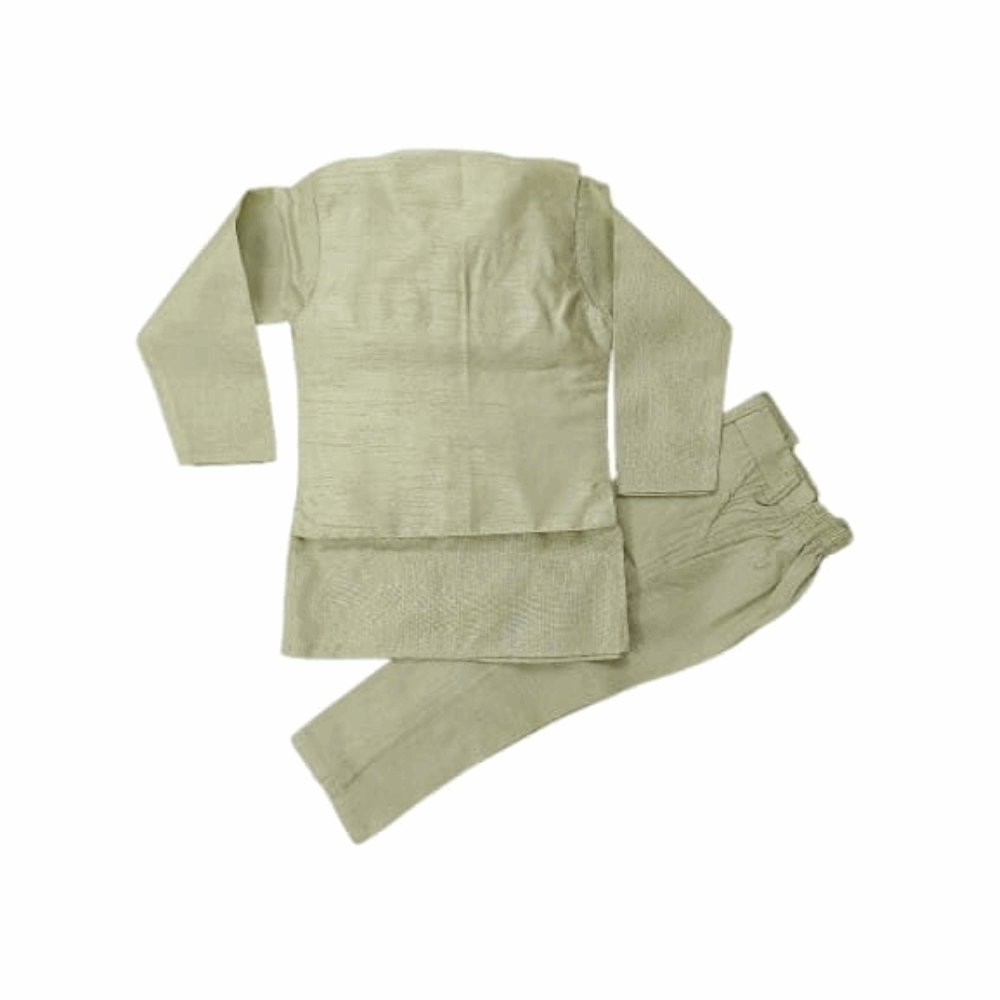 Baby Boy light green Kurta Waistcoat Set-back-side