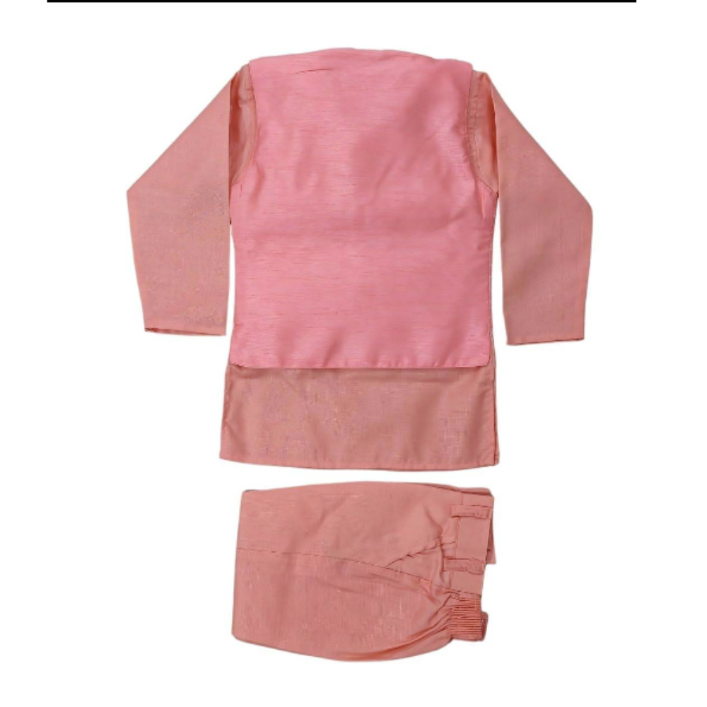 Baby Boy light green Kurta Waistcoat Set with boy model