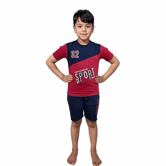 Boys’ Red & Navy T-Shirt and Shorts Set