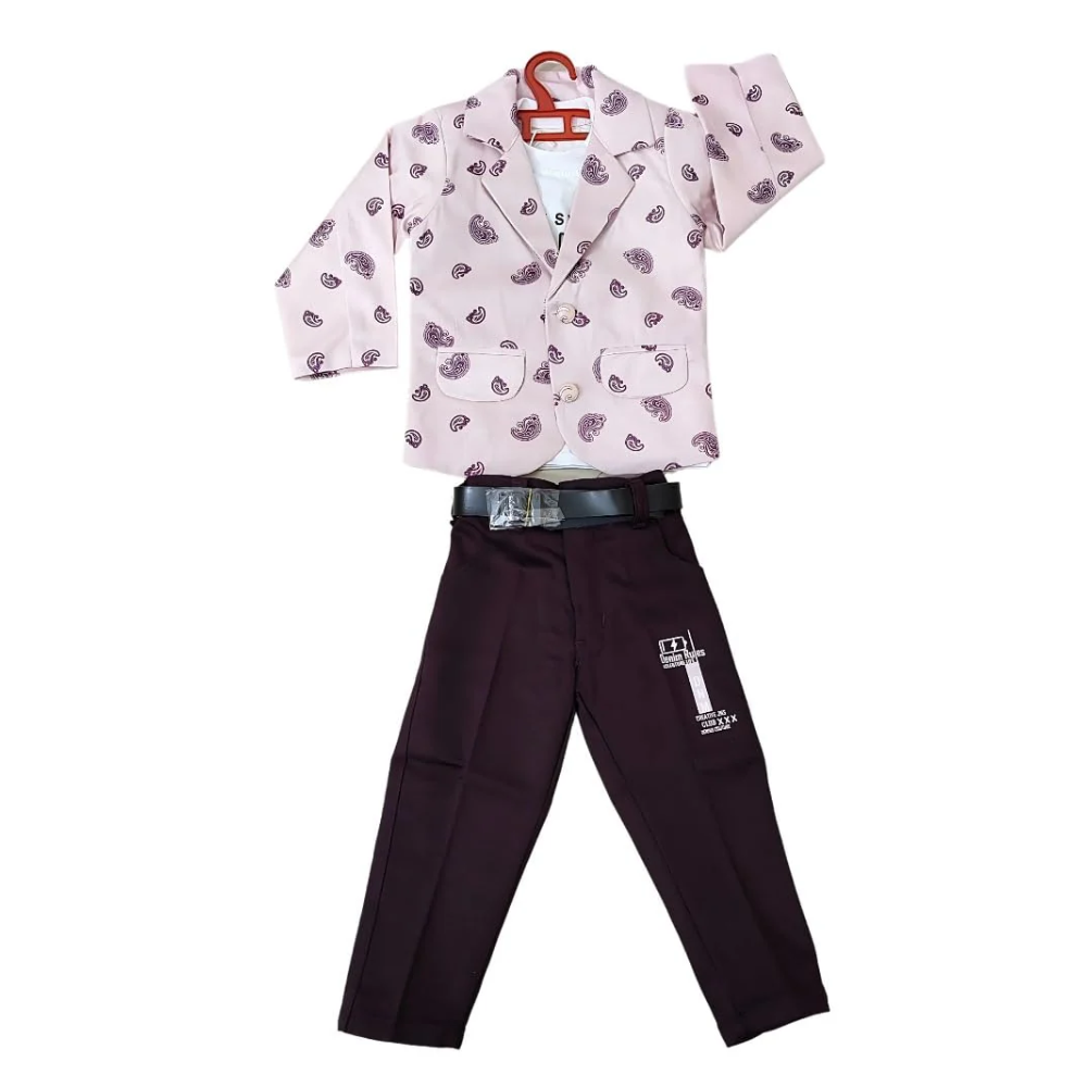 Boys 3-Piece Set – Pink Blazer, Tee & Pants
