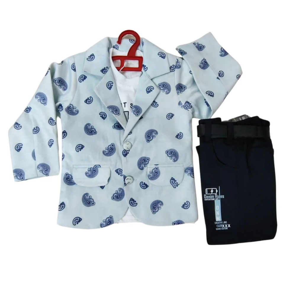 Boys 3-Piece Set – blue Blazer, Tee & Pants