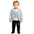 Boys 3-Piece Set – blue Blazer, Tee & Pants with model
