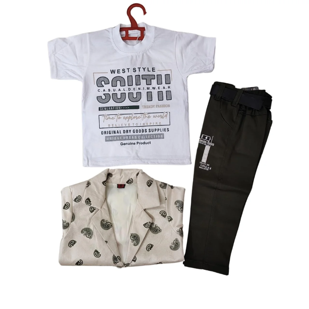 Boys 3-Piece Set – white Blazer, Tee & Pants-back side