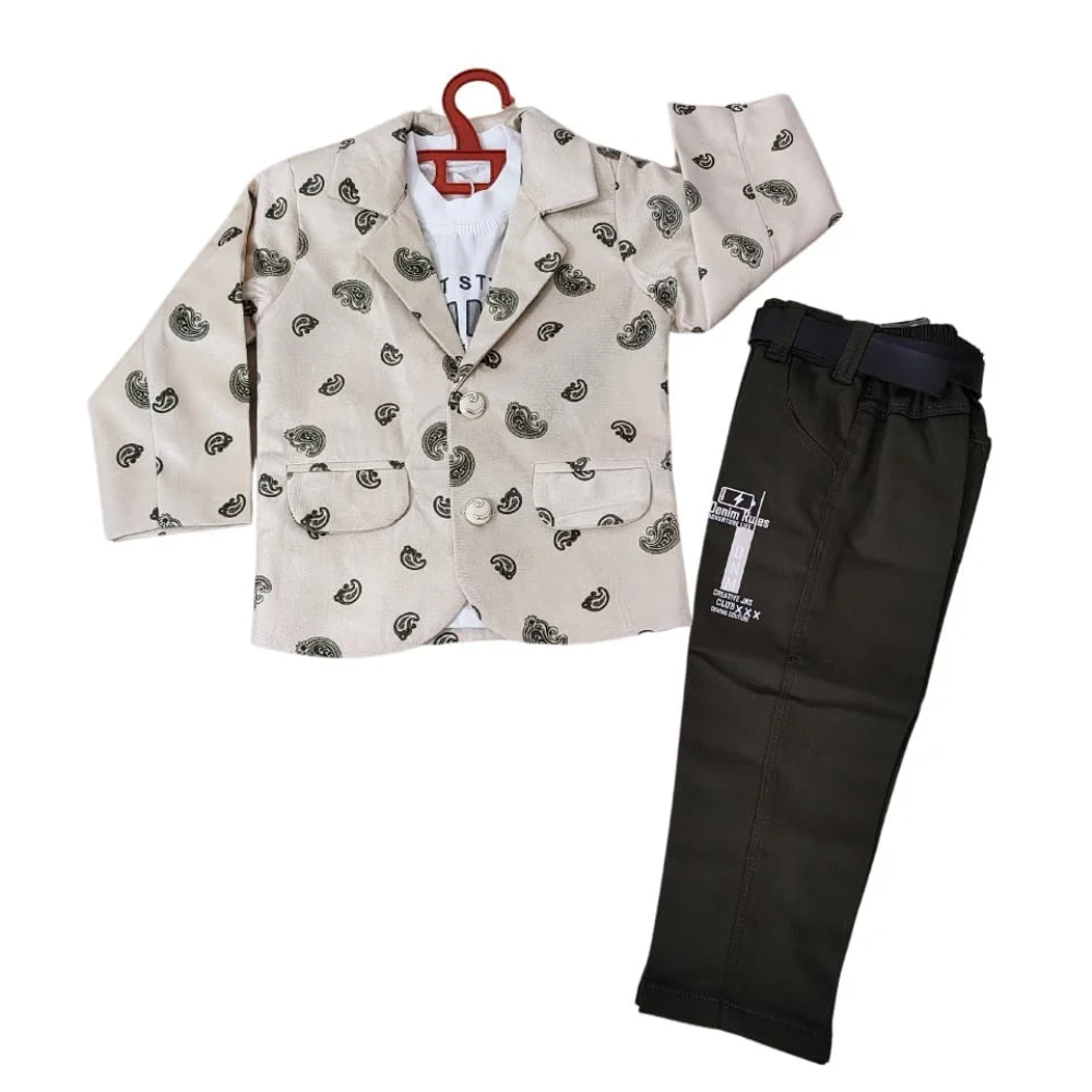 Boys 3-Piece Set – white Blazer, Tee & Pants-back side without model