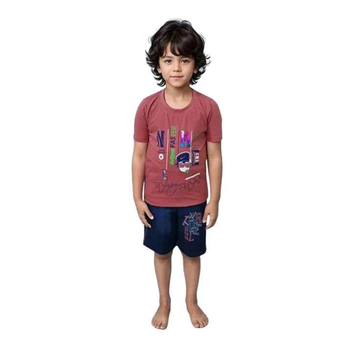 Boys’ Mustard T-Shirt & Navy Shorts Set