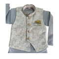 Boys grey Kurta Pajama Set with Modi Jacket 