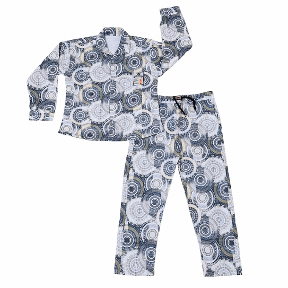 Kids Cotton Geometric Pajama Set – Long Sleeve Top & Bottom
