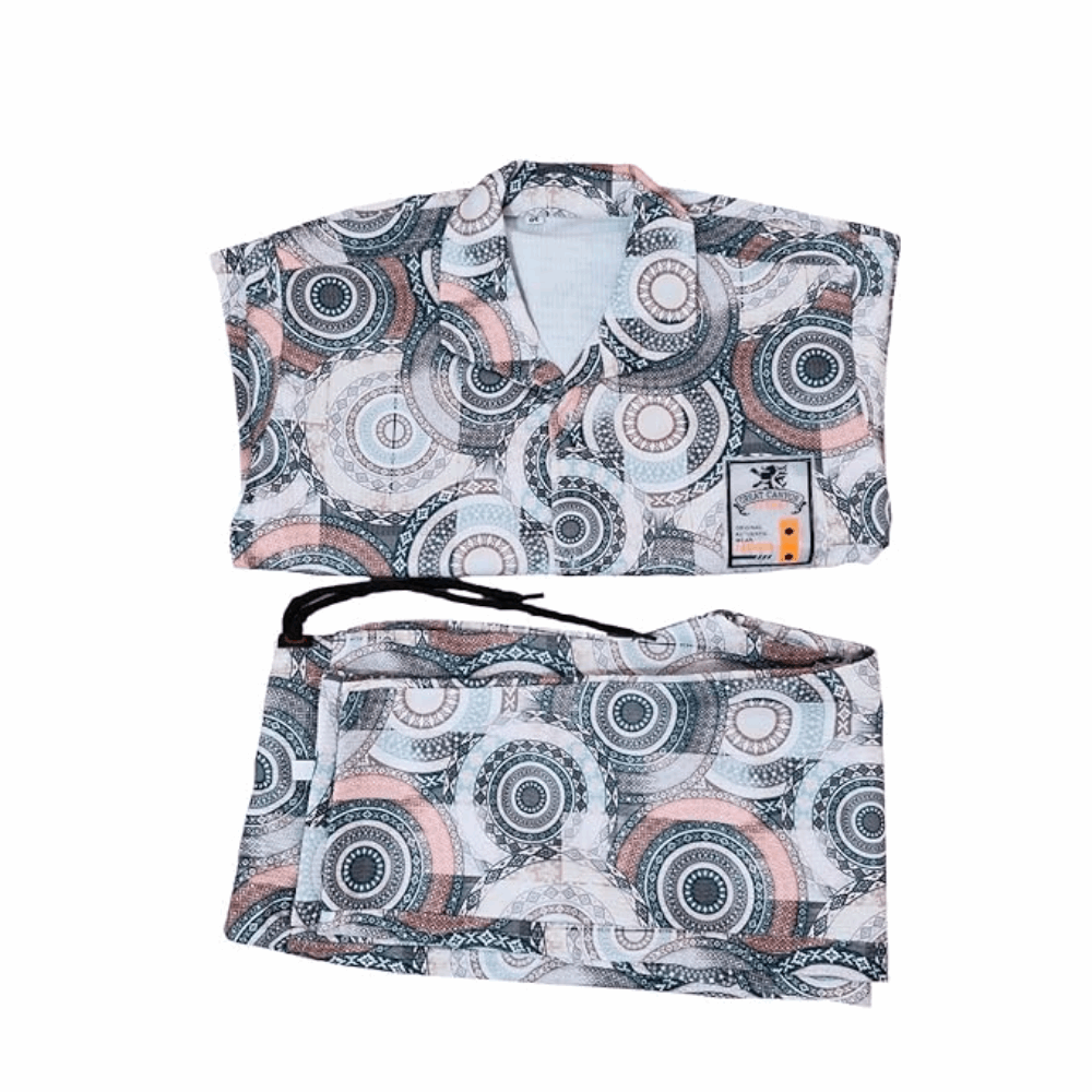 Kids Cotton Geometric Pajama Set – Long Sleeve Top & Bottom