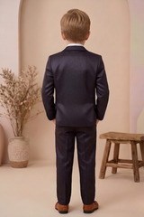 Boys  3-Piece Formal Suit Set with Bow Tie  Wine| Premium Party Wear Blazer, Waistcoat & Pants for Kids - Zustenjoy.com