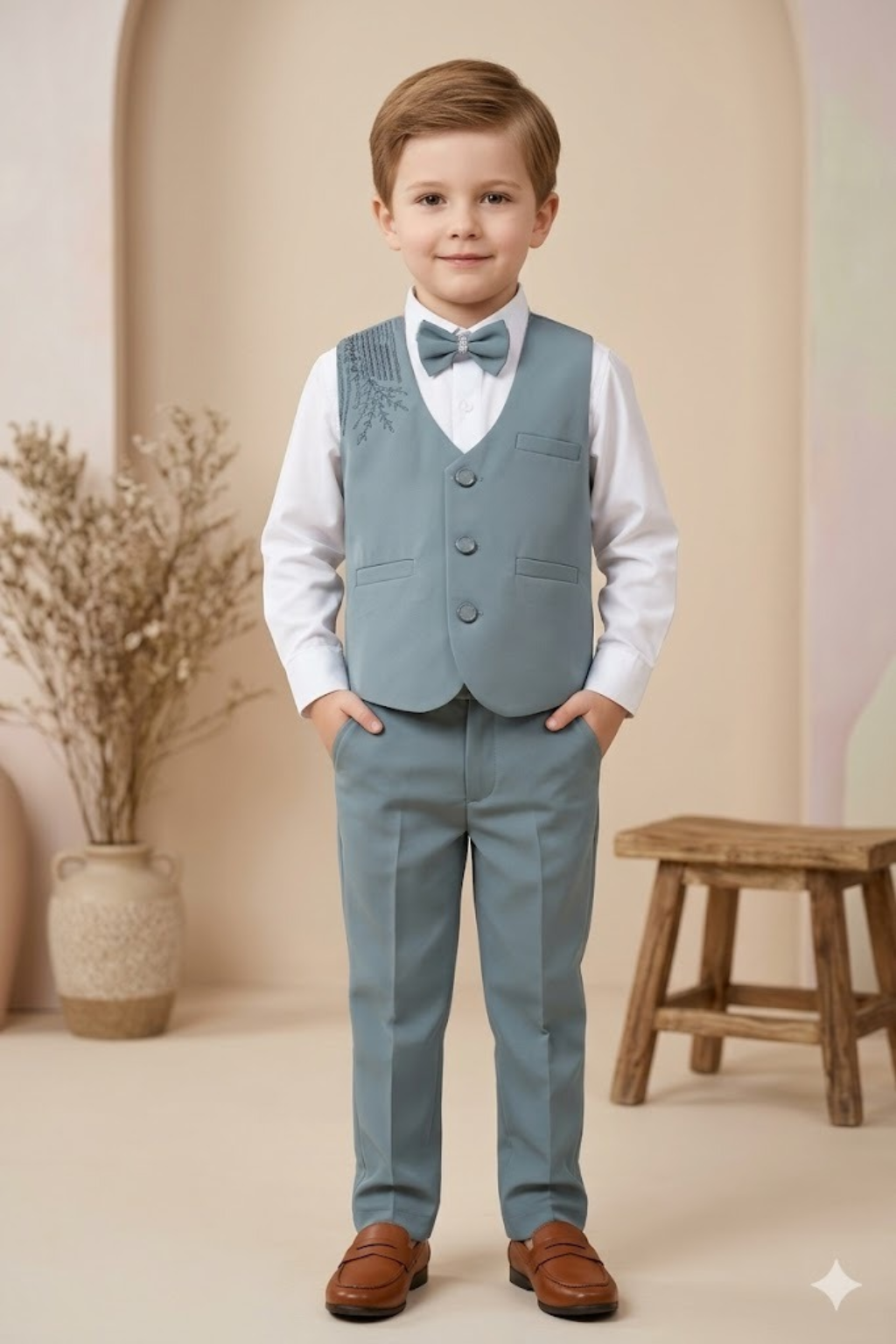 Boys 3-Piece Formal Suit Set Pista Green | Kids Party Wear Outfit - Zustenjoy.com