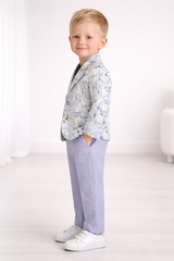 Boys  Printed Blazer Outfit with T-Shirt & Pants purple - Zustenjoy.com
