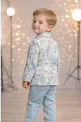 Boys  Printed Blazer Outfit with T-Shirt & Pants  Blue - Zustenjoy.com