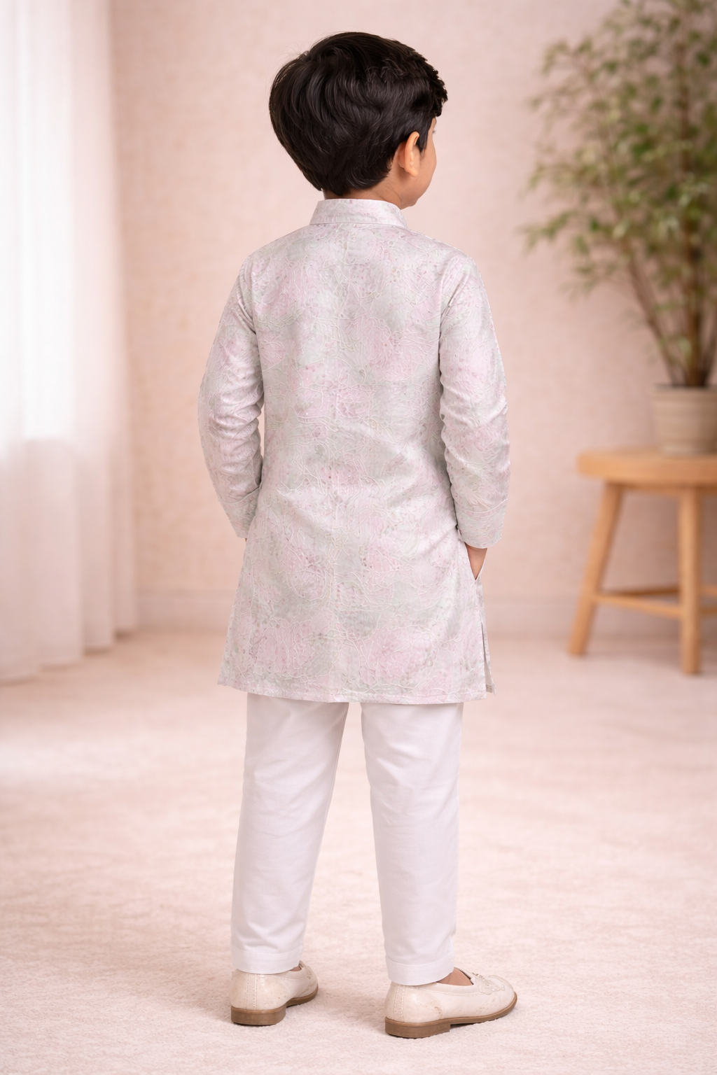 Boys  pink Printed  designer Kurta Pajama Set - Zustenjoy.com