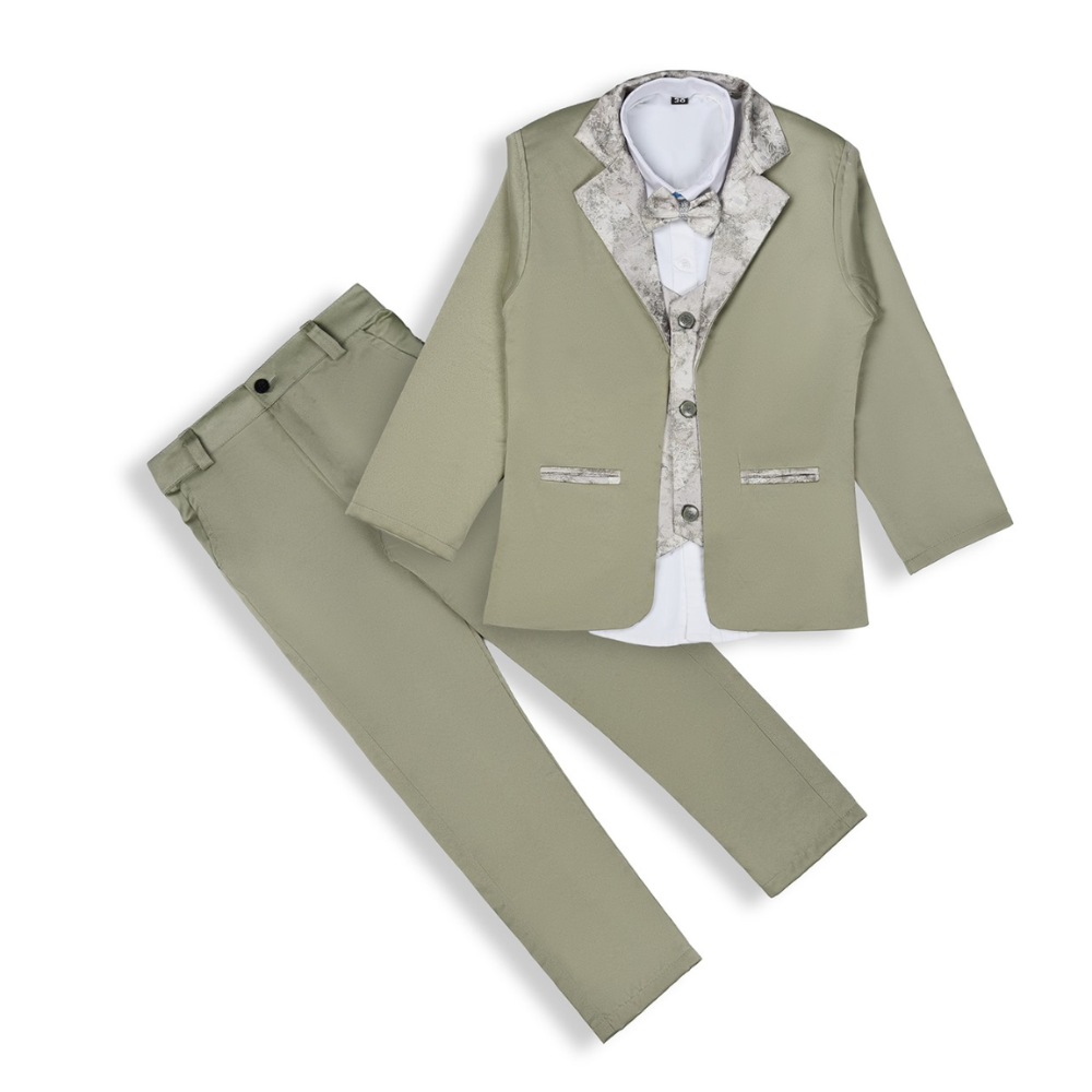 Elegant 3-piece Mehndi green outfit for boys