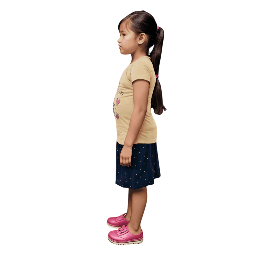 Girls T-Shirt with Skirt Set - Cotton Casual Wear for 2-3 Years
side
